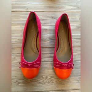 Talbots Pink Orange Colorblock Ballet Flats Bow 8.5M